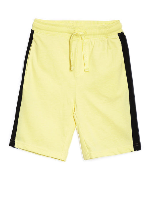 BOYS PACK OF 2 STRIPED AND COLOUR BLOCK SHORTS - BLACK AND YELLOW