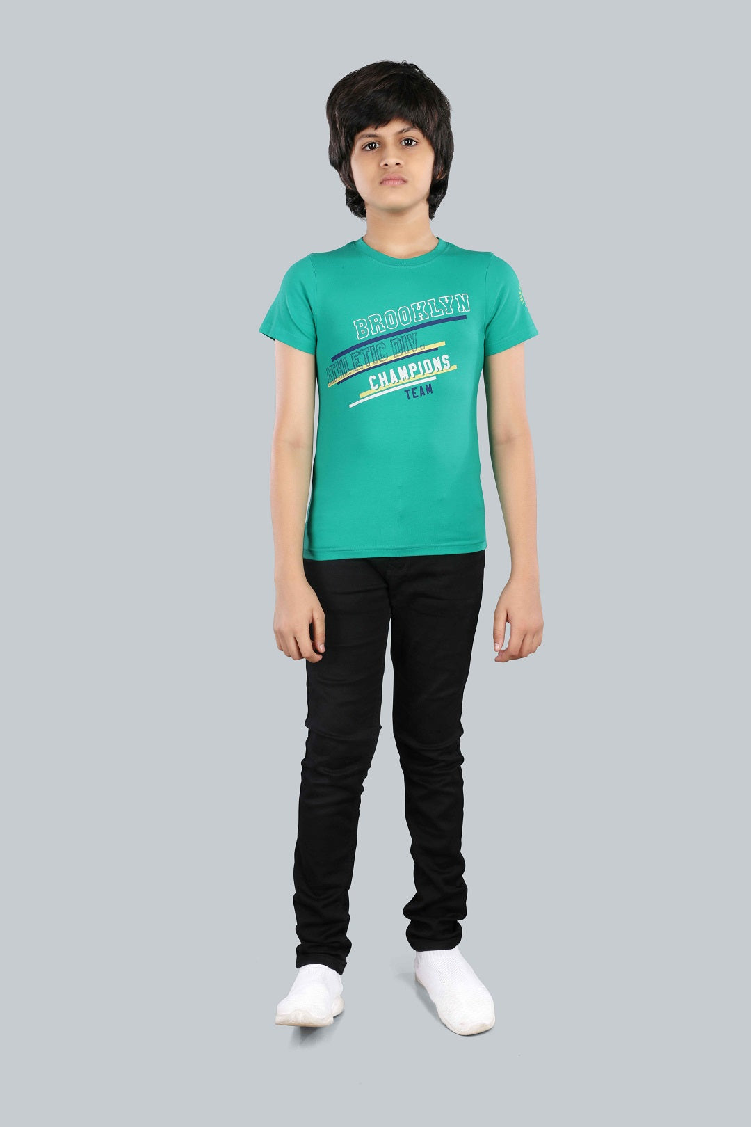 Boys Printed Typography Round Neck Cotton T-Shirt