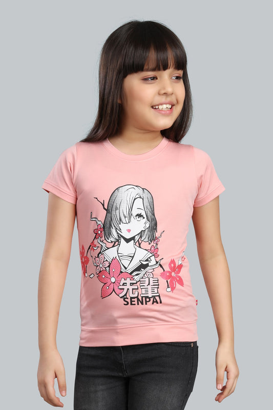 Girls Printed Typography T-Shirt