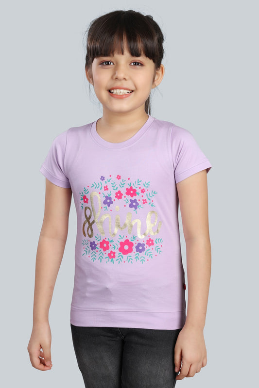 Girls Printed Typography T-Shirt