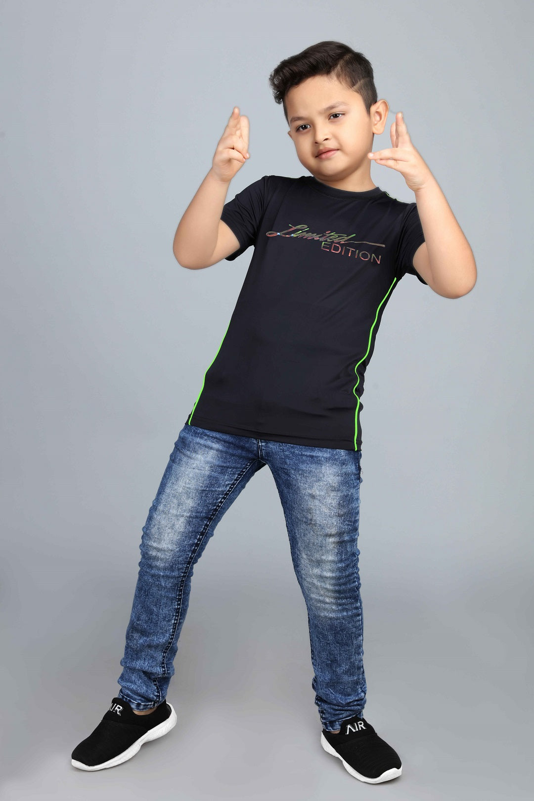Boys Printed Typography Polyester T-Shirt
