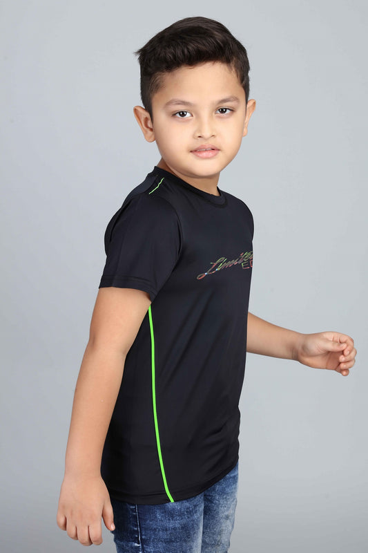 Boys Printed Typography Polyester T-Shirt