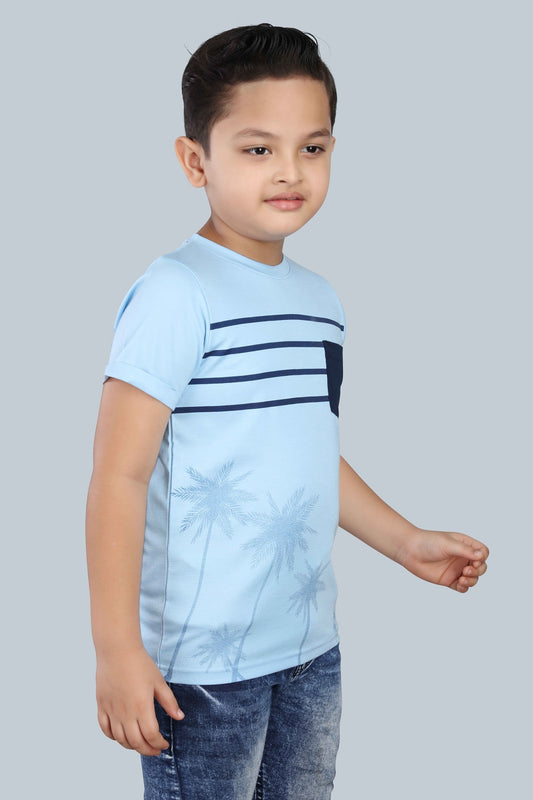 Boys Printed Typography Round Neck Cotton T-Shirt