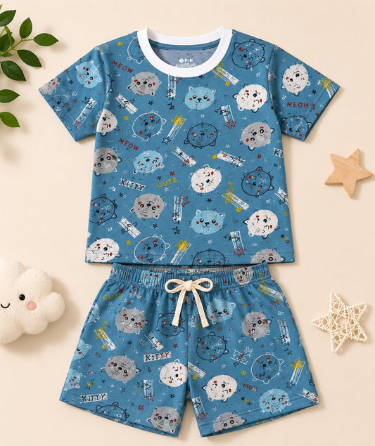 Boys Printed T-shirt with Shorts