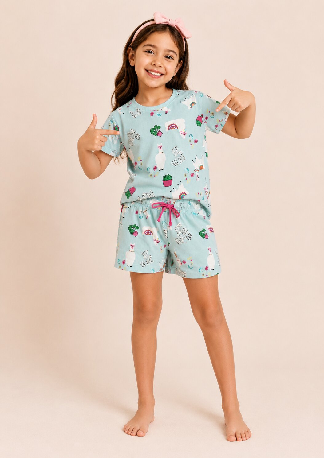 Girls Printed Pure Cotton T-shirt with Shorts