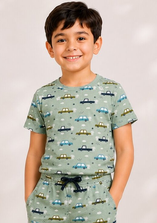 Boys Printed T-shirt with Shorts
