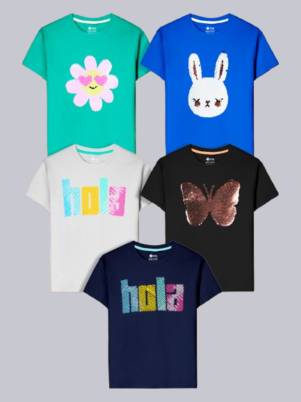 Girlz Cotton T-Shirt - Pack of 5