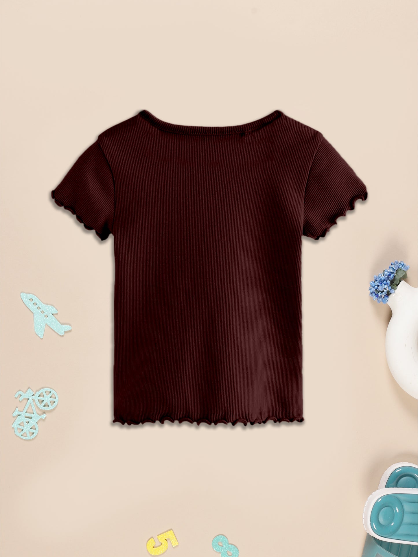 Girls Cotton Solid Round Neck T-Shirt - Pack of 5