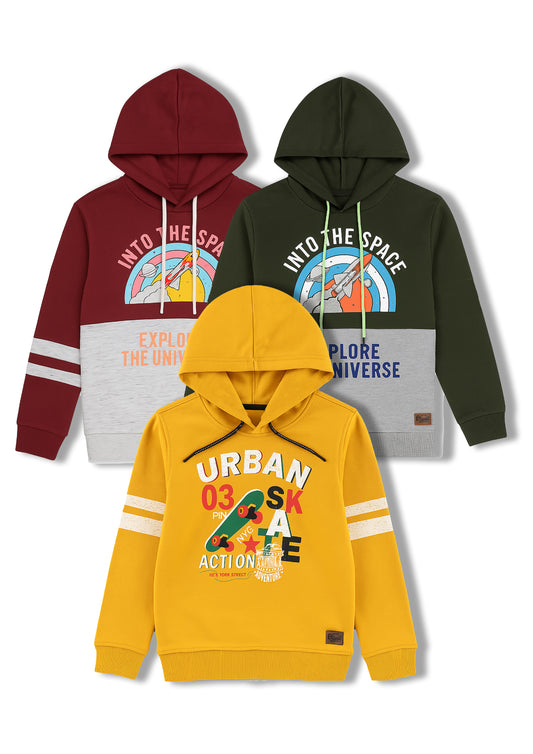 Boyz Cotton Hoodies - Pack of 3