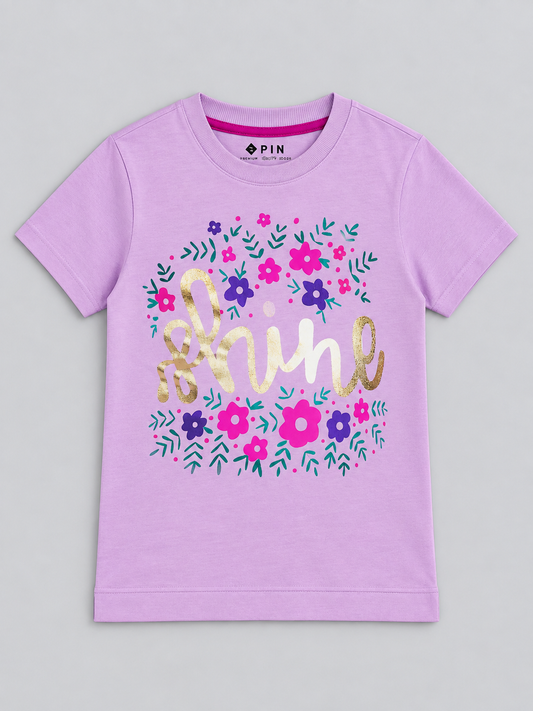 Girls Printed Typography T-Shirt