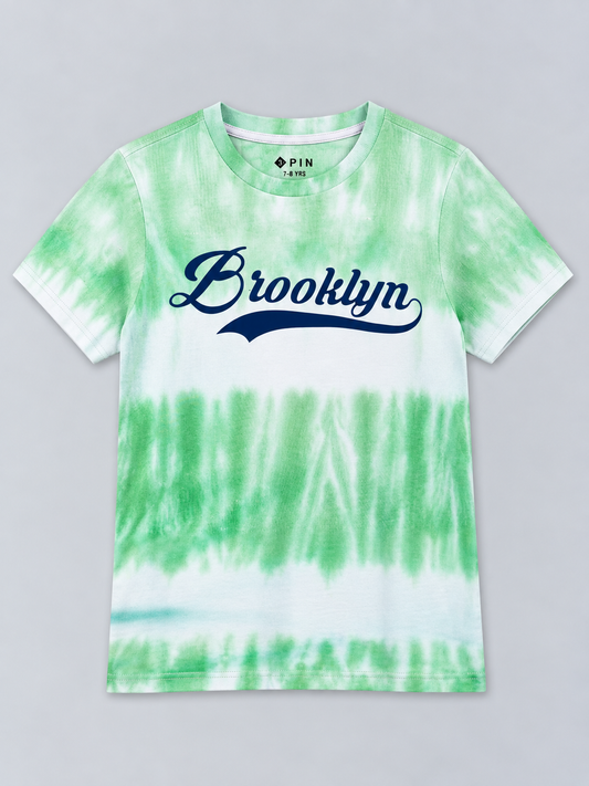 Boys Printed Tie & Dye Round Neck Cotton T-Shirt