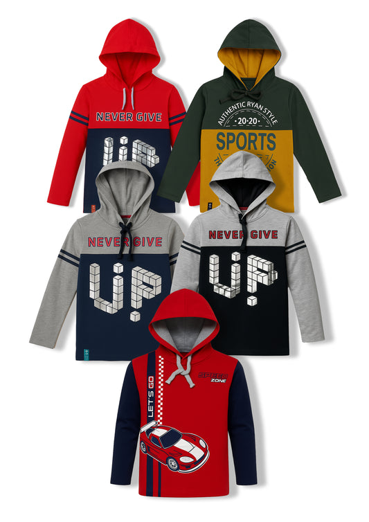 Boyz Cotton Hoodies - Pack of 5