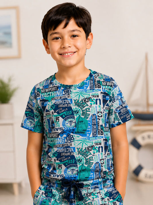 Boys Printed T-shirt with Shorts