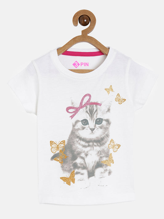 Stylish Cat Printed t-shirt for girls