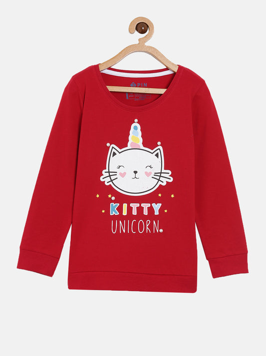 Stylish Kitty Print T-shirt for girls