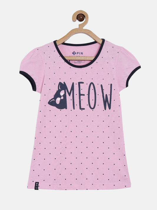 Trendy Cat Printed T-shirt for girls