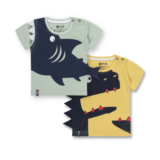 Animal Printed Cotton T-shirt Combo for Boys