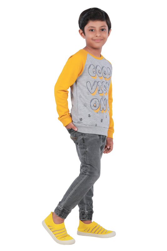 Printed Sweatshirt - Grey Melange