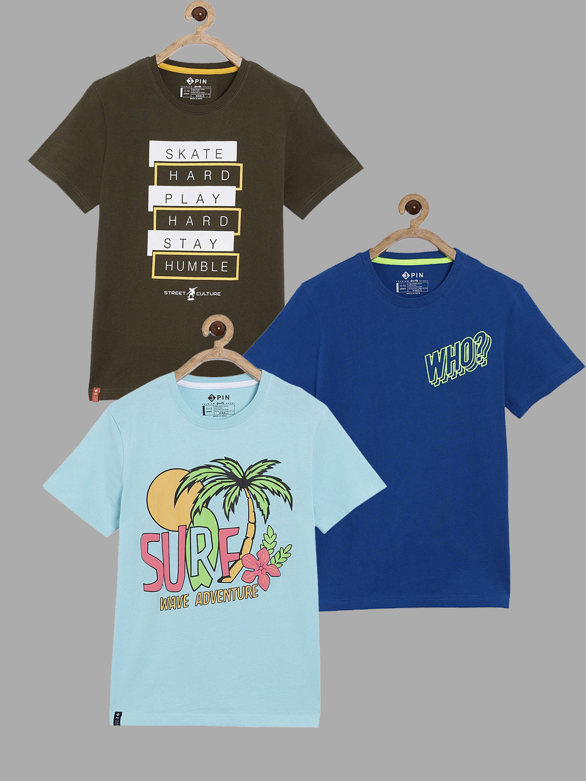 Boys Short sleeves printed T-shirts pack of 3 - Multicolor