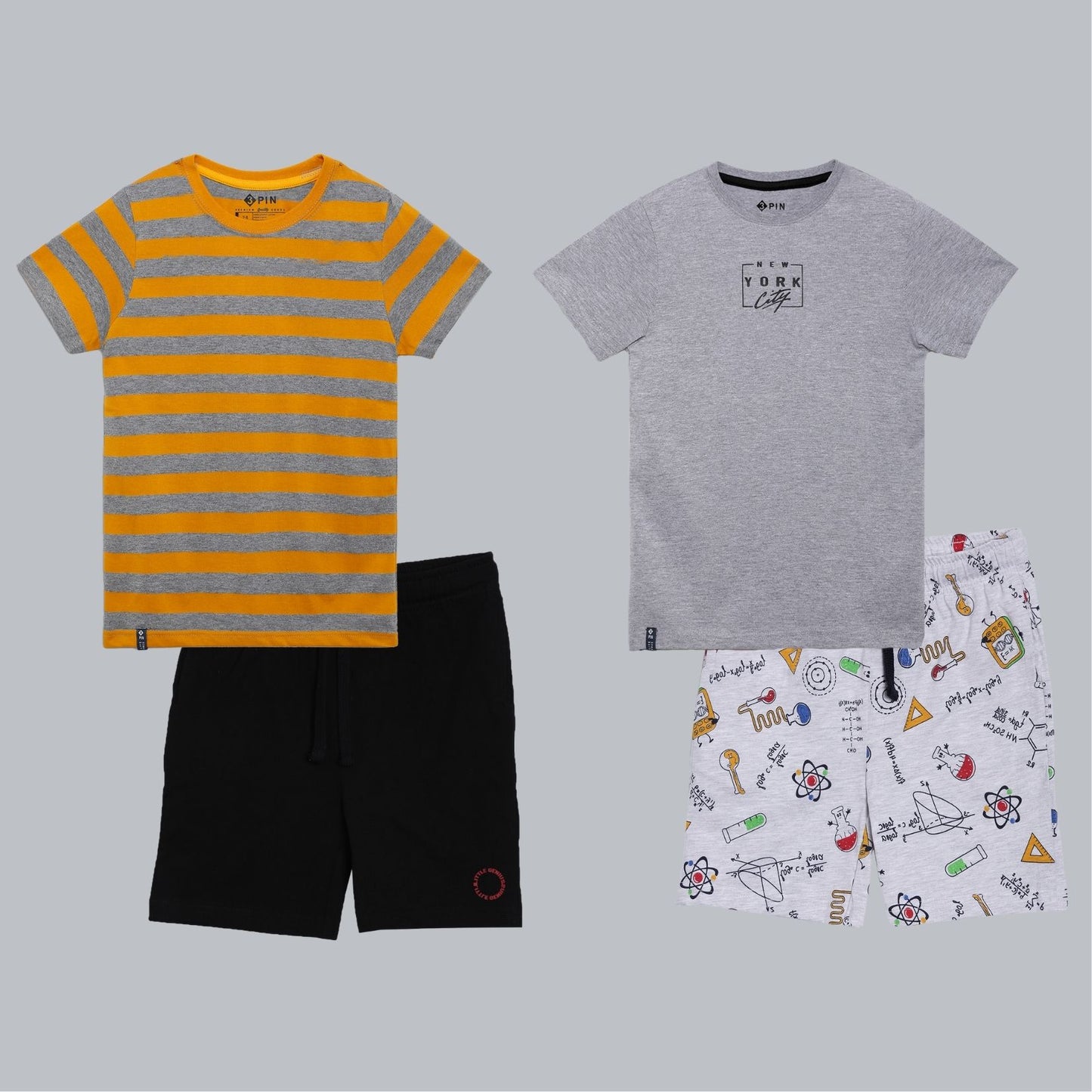 Boys T-shirt & short set combo - Multicolor