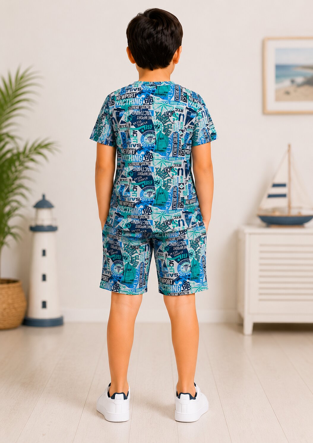 Boys Printed T-shirt with Shorts