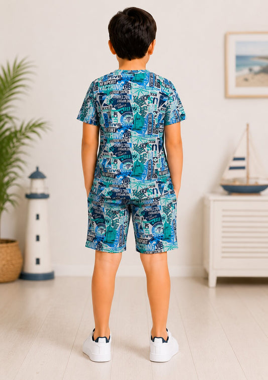 Boys Printed T-shirt with Shorts