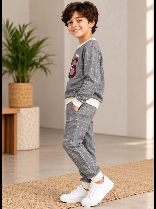 3Pin  Printed T-shirt and Pant Set - Grey