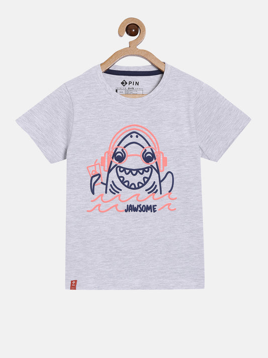 Boys Cotton Printed Round Neck T-Shirt