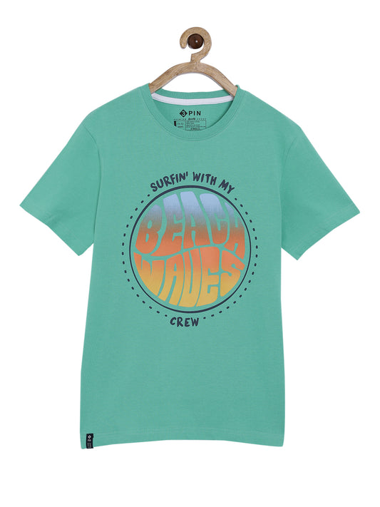 Boys Cotton Printed Round Neck T-Shirt