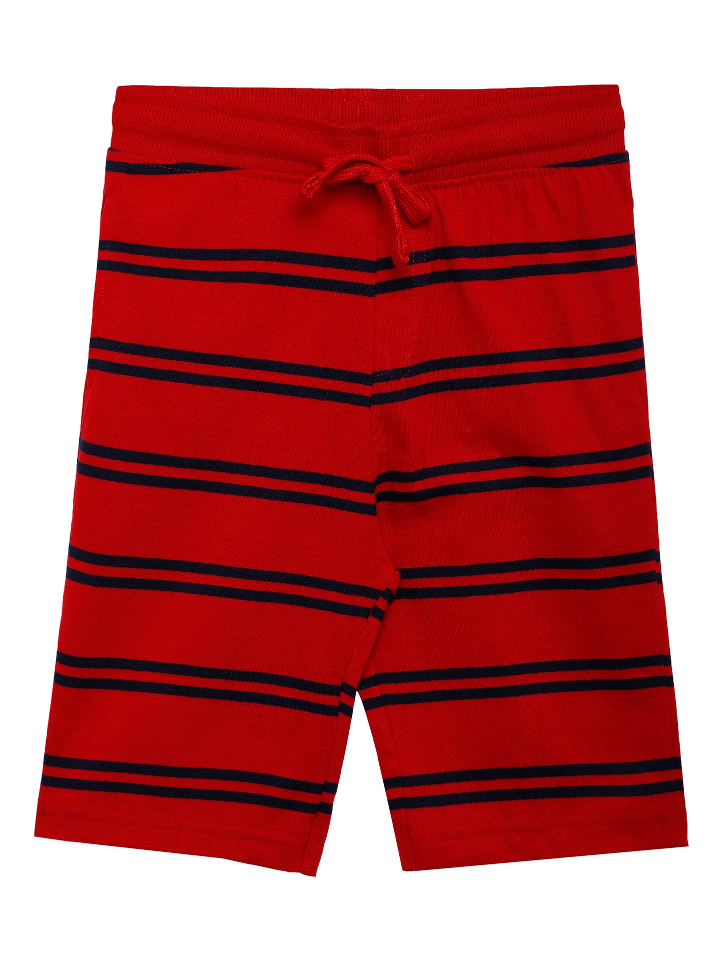 BOYS PACK OF 2 STRIPED AND COLOUR BLOCK SHORTS - RED AND GREY