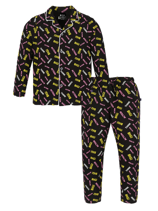 BOYS ALL OVER PRINT NIGHT SUIT - BLACK