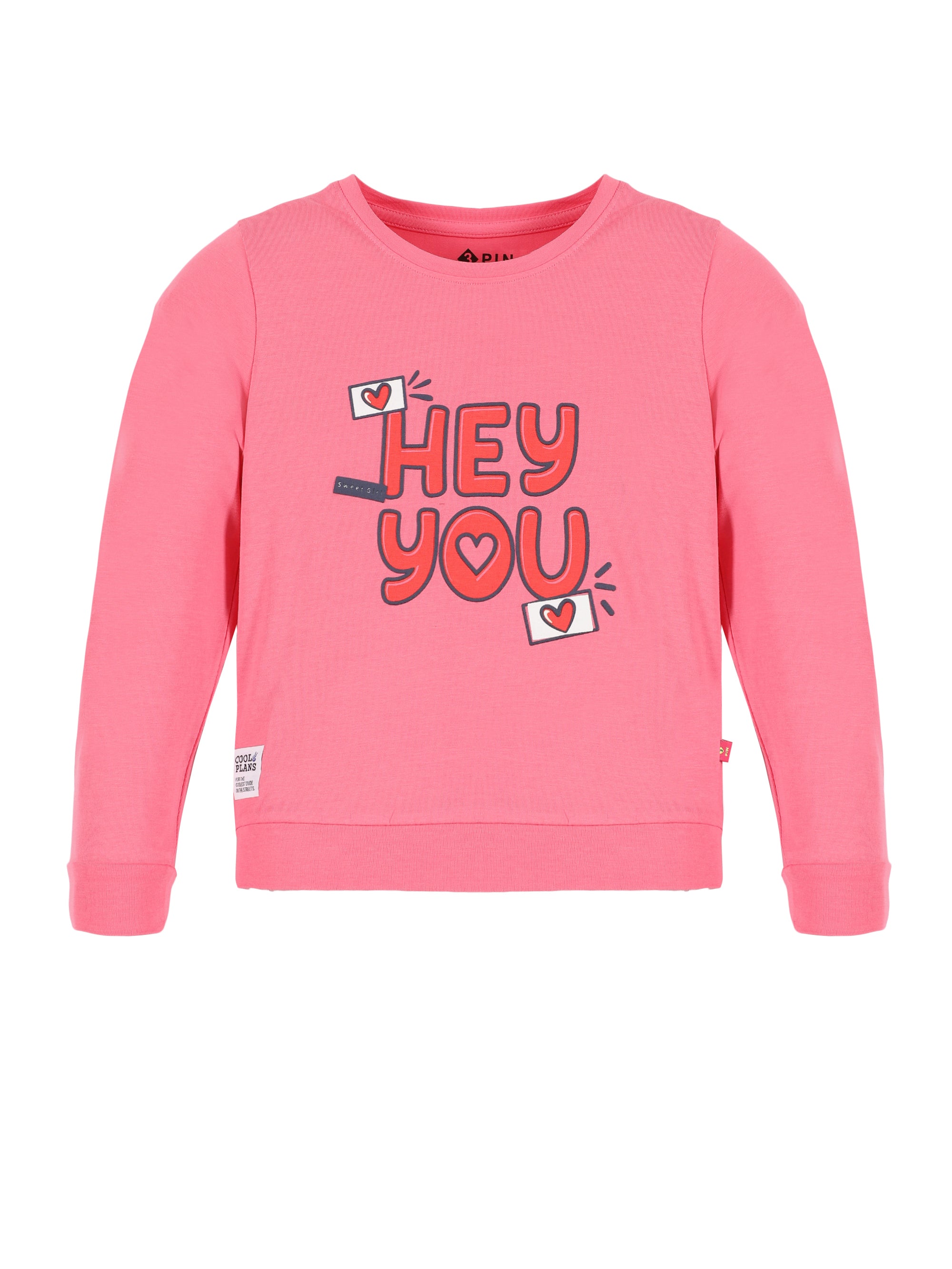 Girls Cotton Printed Round Neck T-Shirt