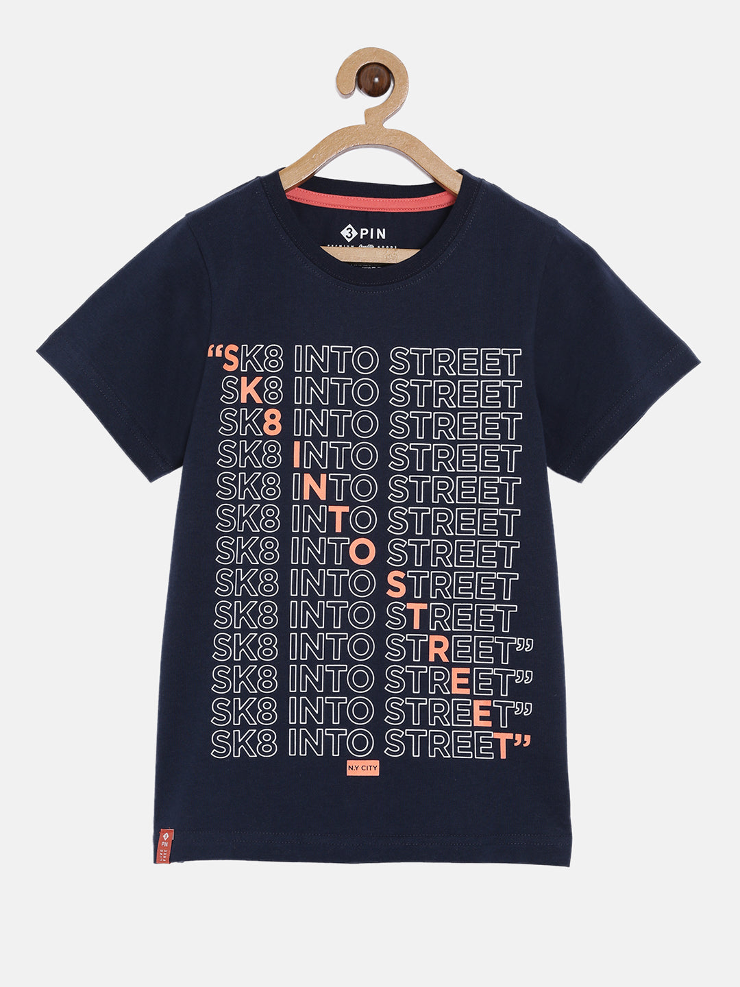 Boys Cotton Printed Round Neck T-Shirt