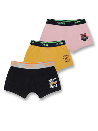 Pack of 3 Boys Cotton Spandex Assorted Trunks