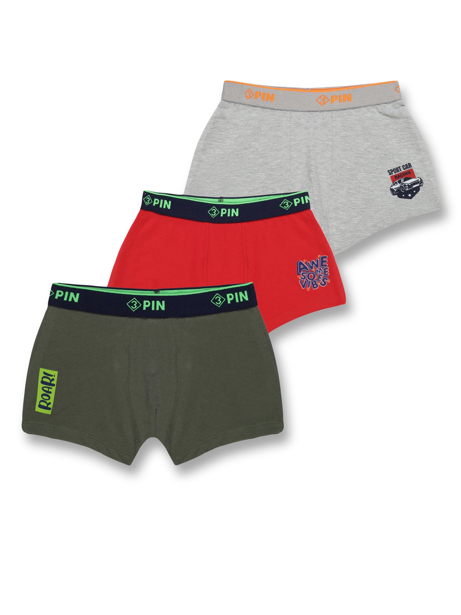 Pack of 3 Boys Cotton Spandex Assorted Trunks