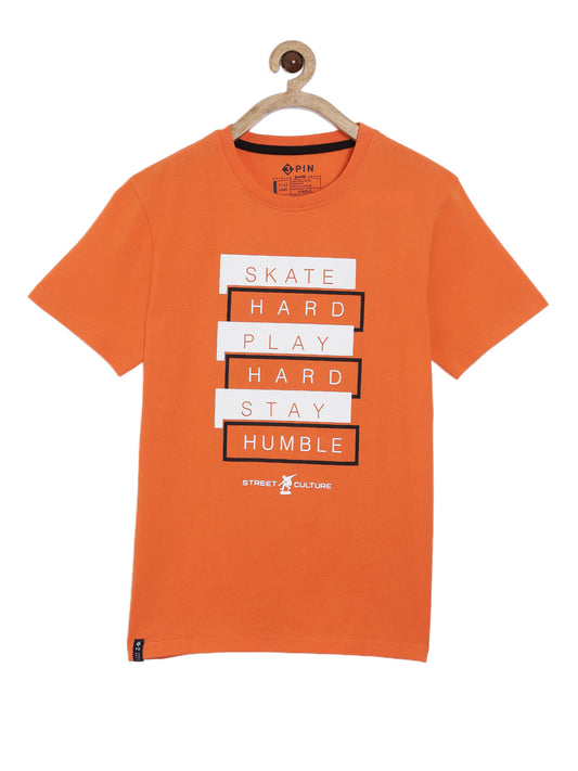 Boys Cotton Printed Round Neck T-Shirt