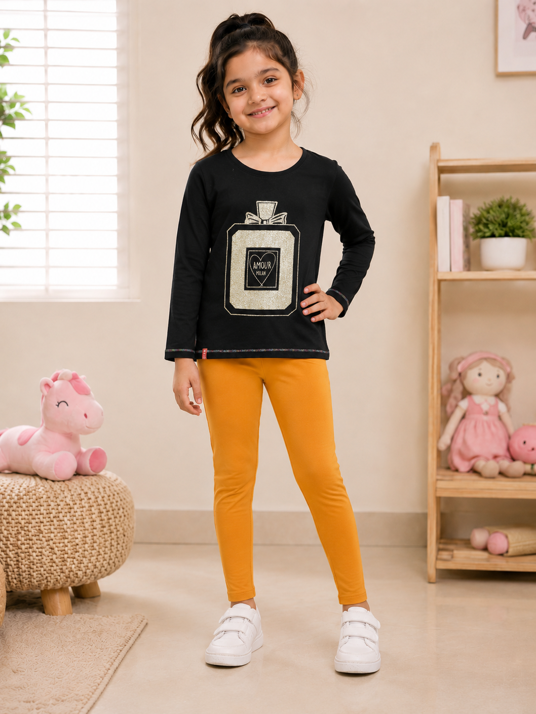 3PIN GIRLS FULL SLEEVE TSHIRT AND LEGGINGS SET
