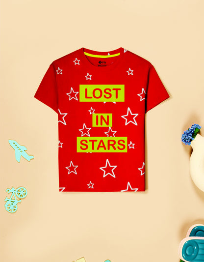 Boys Cotton Printed Round Neck T-Shirt - Pack of 5