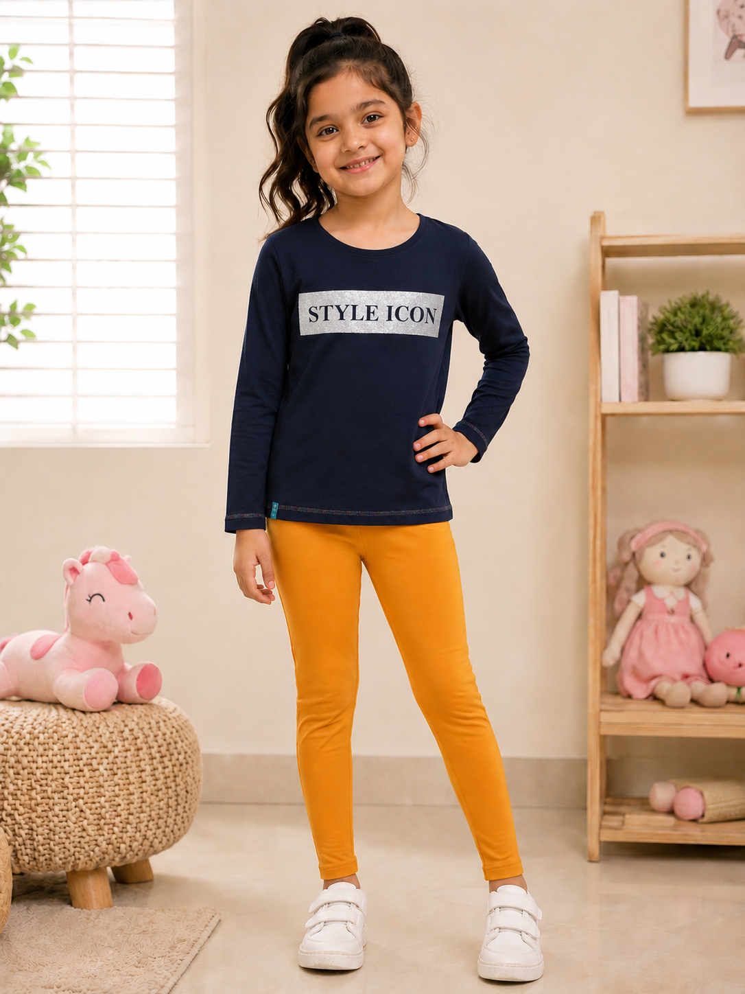 3PIN GIRLS FULL SLEEVE TSHIRT AND LEGGINGS SET