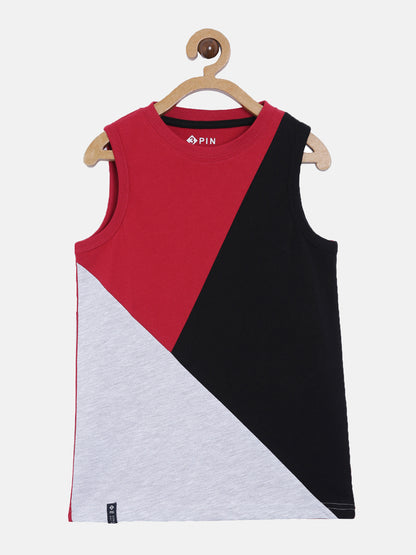 Boys Cotton Printed Round Neck Sleeveless T-Shirt