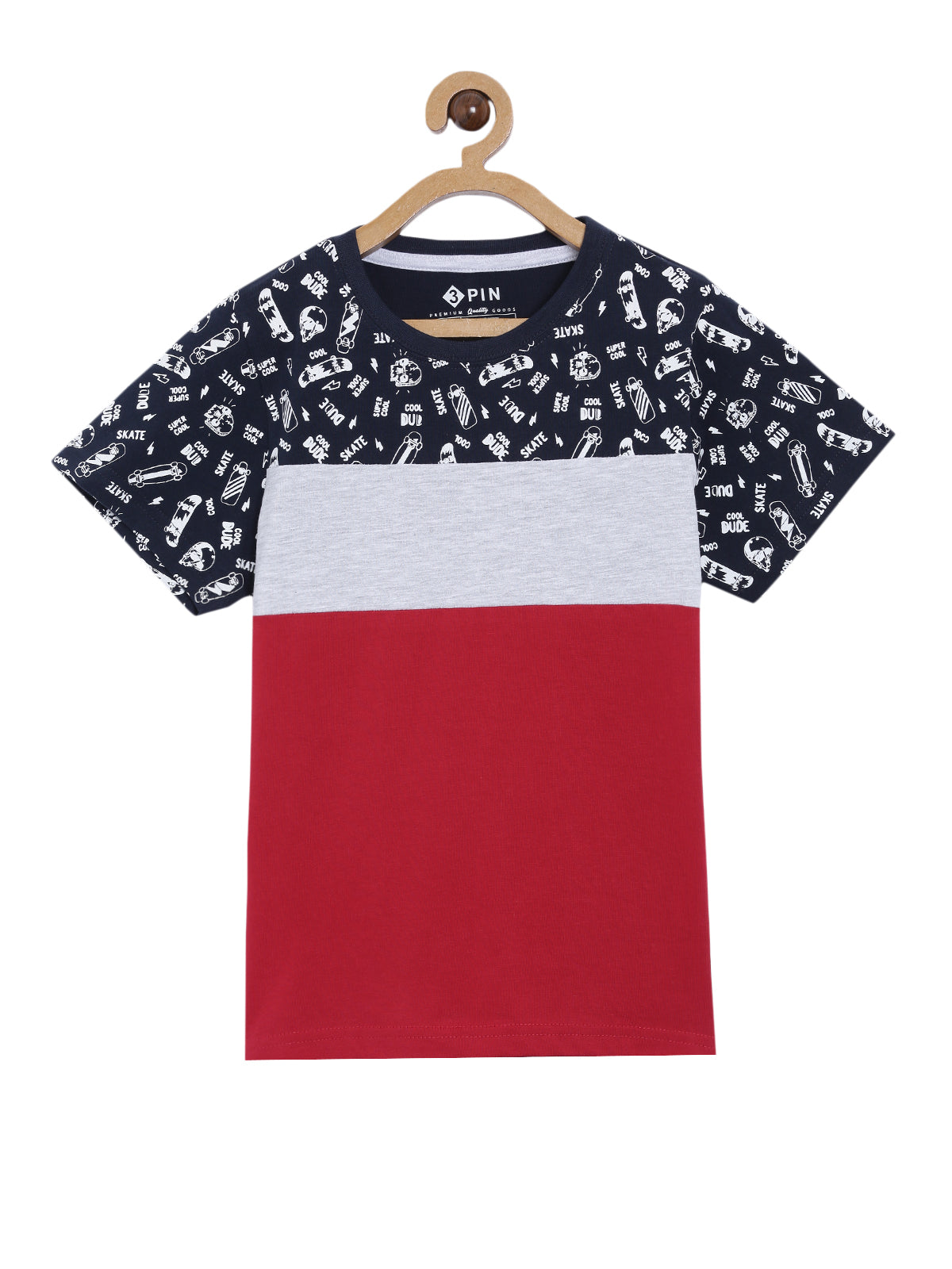 Boys Cotton Printed Round Neck T-Shirt