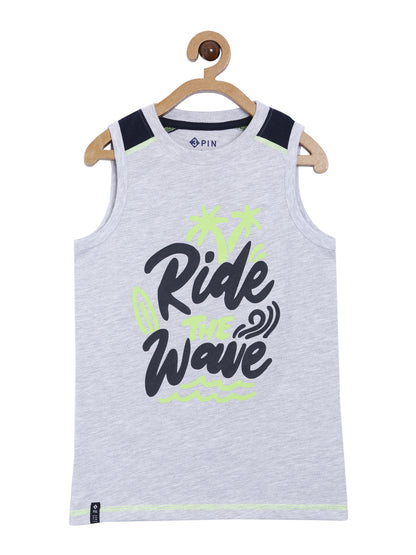 Boys Cotton Printed Round Neck Sleeveless T-Shirt