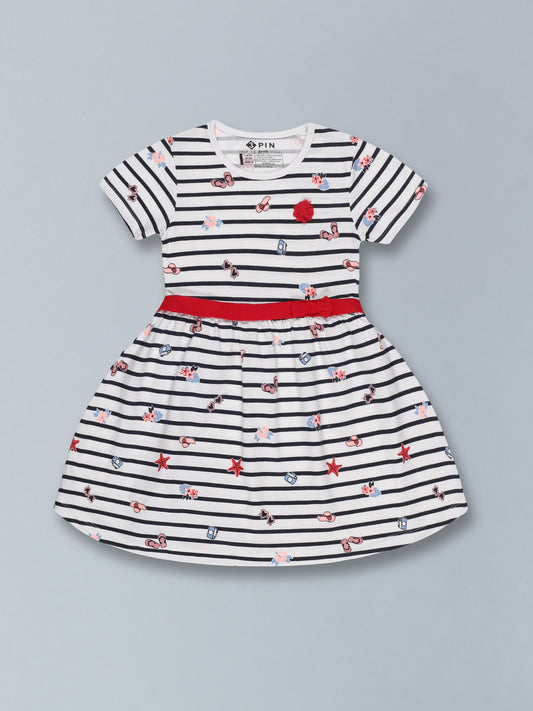 Girls Striped & Amp Printed Dress