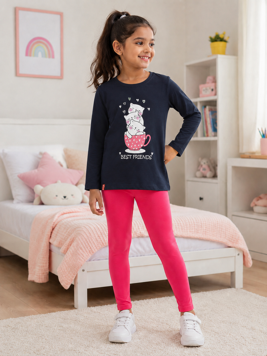 3PIN GIRLS FULL SLEEVE TSHIRT AND LEGGINGS SET