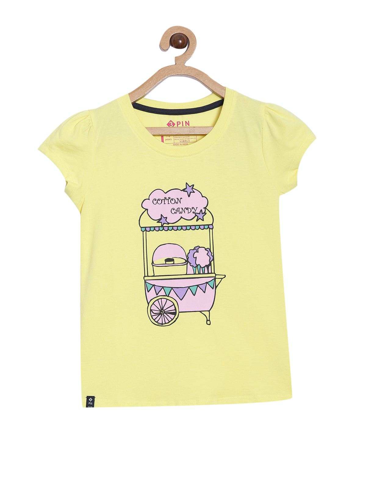 Girls Cotton Printed Round Neck T-Shirt