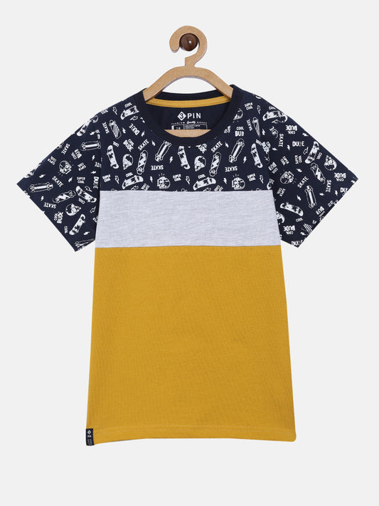 Boys Cotton Printed Round Neck T-Shirt