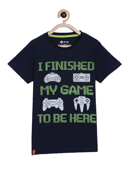 Boys Cotton Printed Round Neck T-Shirt