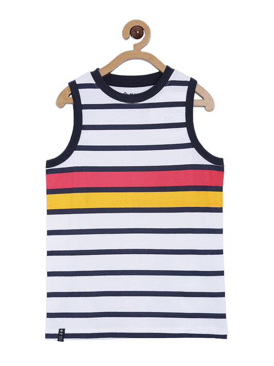 Boys Cotton Printed Round Neck Sleeveless T-Shirt
