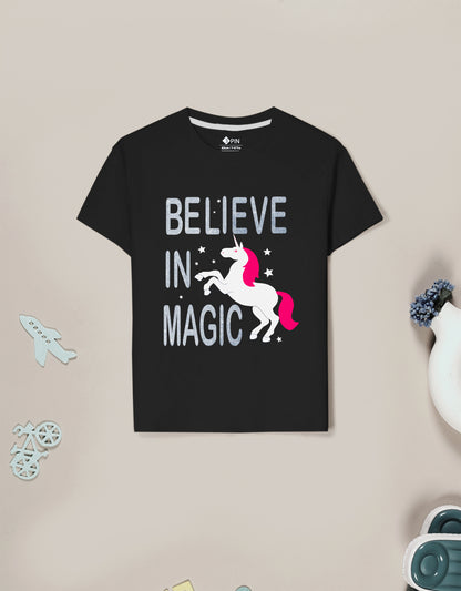 Girls Cotton Printed Round Neck T-Shirt - Pack of 5