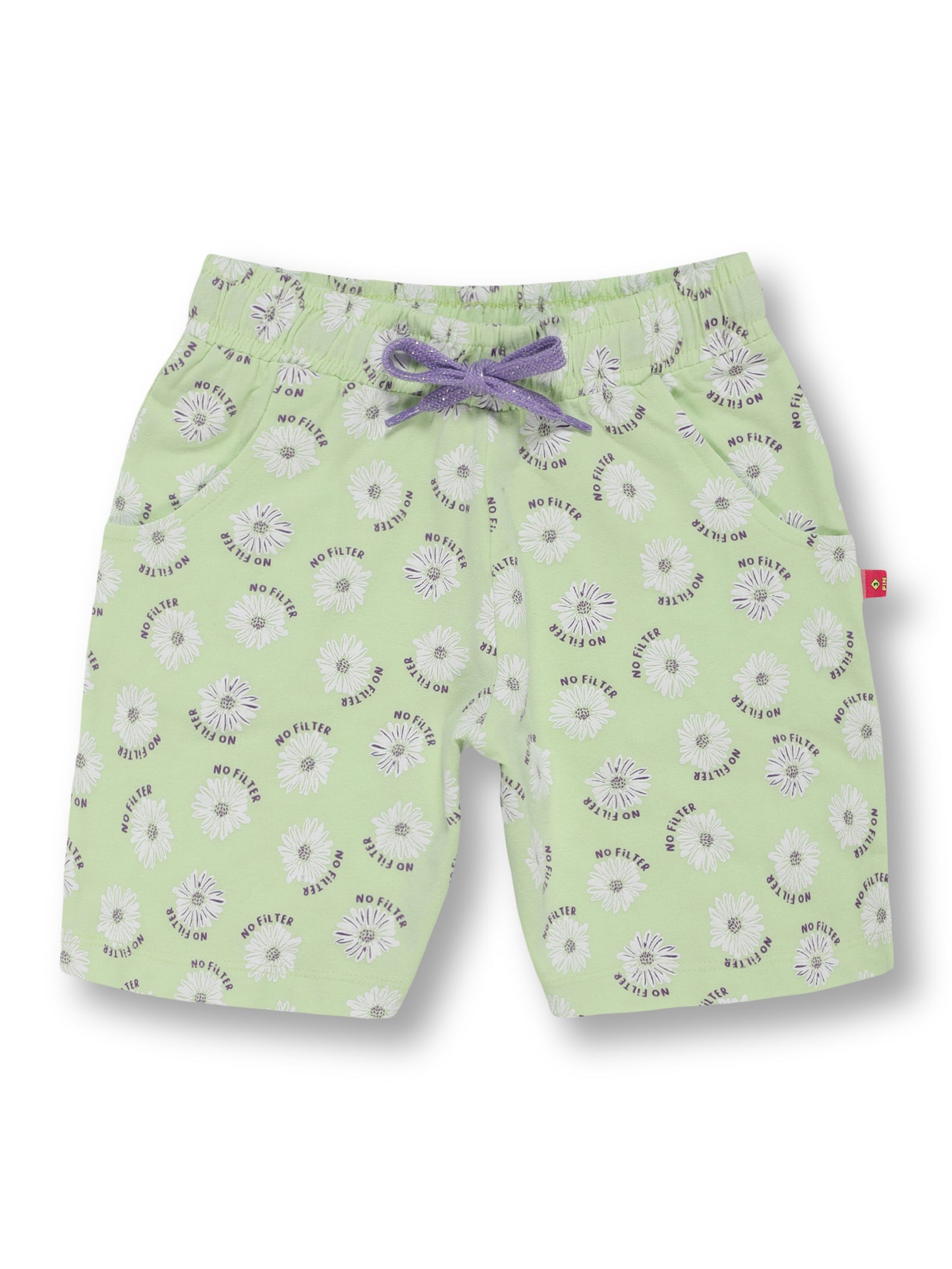 Girls Floral Print Shorts - GREEN